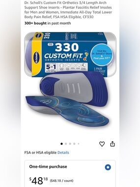 Dr. Scholl’s Custom Fit Orthotics 3/4 Length Arch Support Shoe Inserts